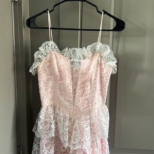 Beautiful 1980s Lace Prom Dress, Bubblegum Pink